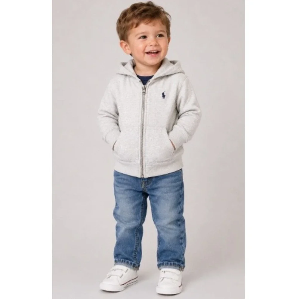 Polo Ralph Lauren Baby Dark Sport Heather Fleece Full-Zip Hoodie Size 2/2T